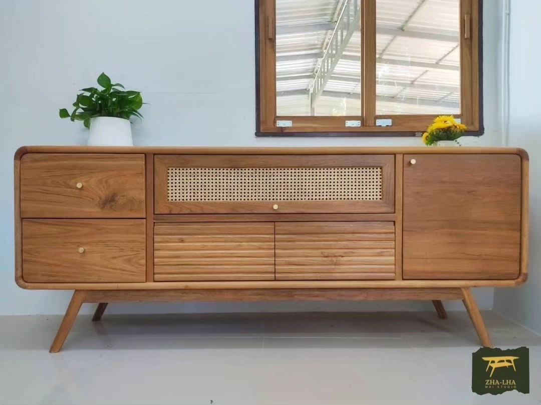 ไซด์บอร์ดไม้สักผสมหวาย ไซด์บอร์ดไม้สักผสมหวาย