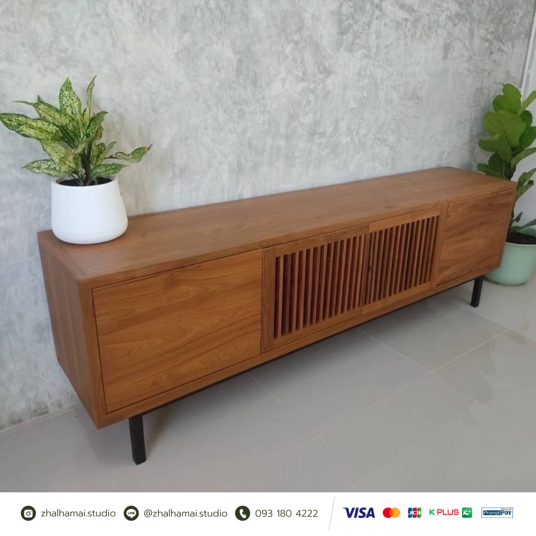 ไซด์บอร์ด วางทีวี จากไม้สักเก่า โครงสร้างแข็งแรง ทนทาน ไซด์บอร์ด วางทีวี