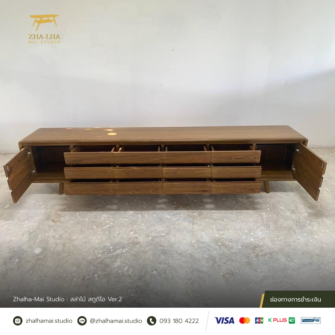 ไซด์บอร์ด 12 ลิ้นชัก - ออกแบบและผลิตเฟอร์นิเจอร์ไม้สักเก่า ไซด์บอร์ด 12 ลิ้นชัก 2 บานเปิด