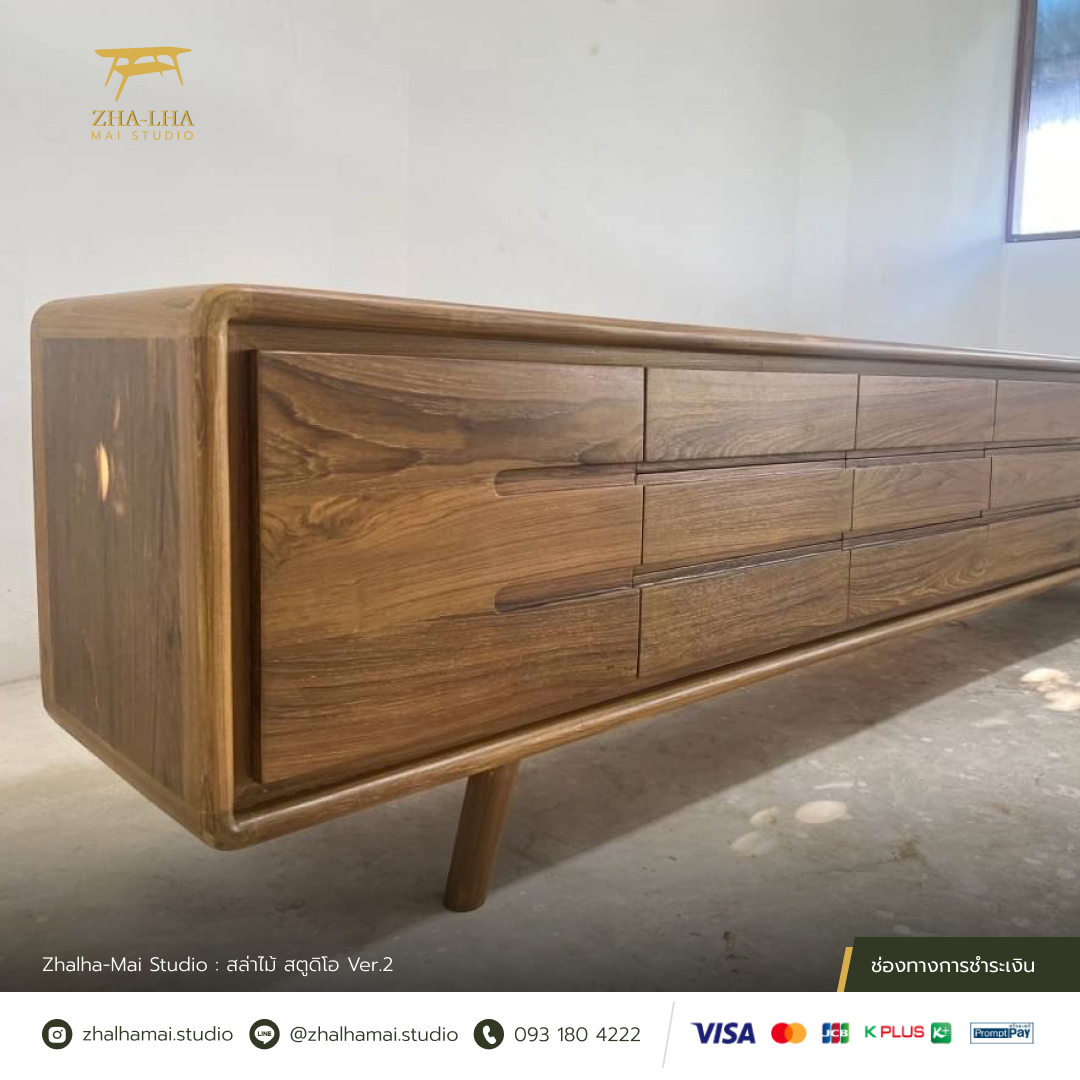 ไซด์บอร์ด 12 ลิ้นชัก - ออกแบบและผลิตเฟอร์นิเจอร์ไม้สักเก่า ไซด์บอร์ด 12 ลิ้นชัก 2 บานเปิด