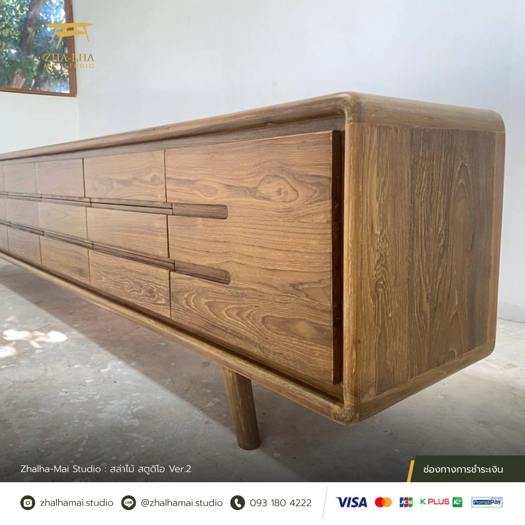 ไซด์บอร์ด 12 ลิ้นชัก - ออกแบบและผลิตเฟอร์นิเจอร์ไม้สักเก่า ไซด์บอร์ด 12 ลิ้นชัก 2 บานเปิด